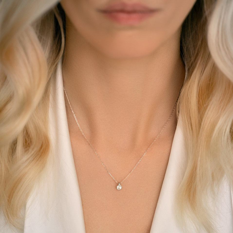 Náhrdelník 14kt bílé zlato s diamantem Eye Sparkle