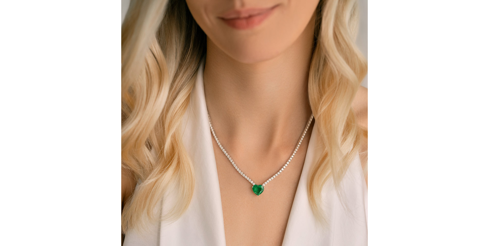 Náhrdelník se smaragdem a diamanty Divine Heart