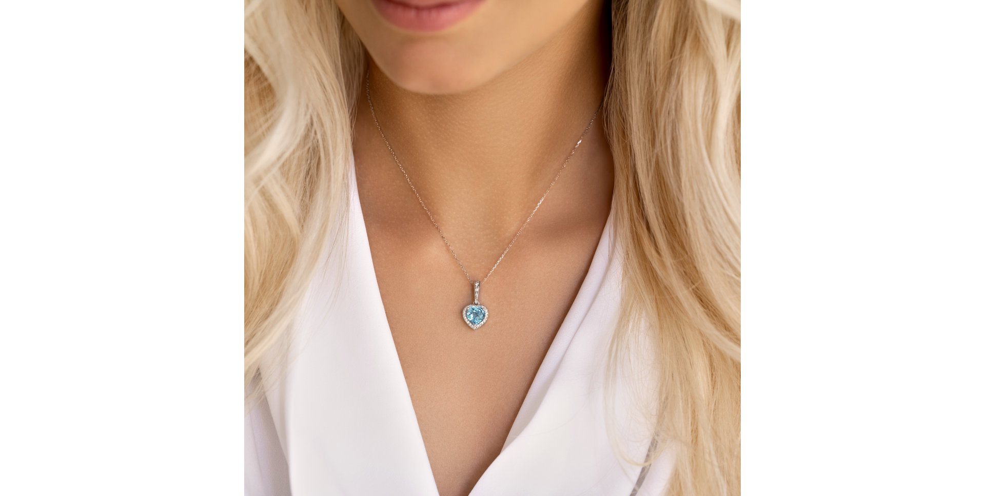 Přívěs s diamanty a topazem Blue Heart