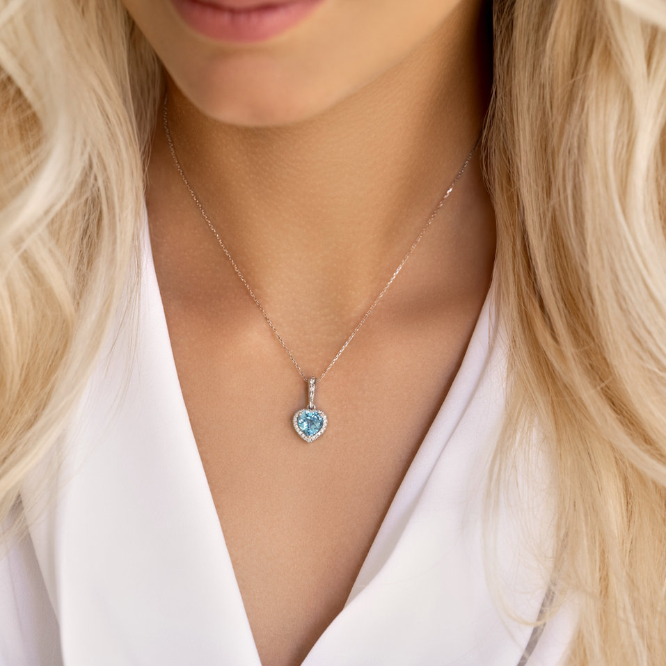 Přívěs s diamanty a topazem Blue Heart