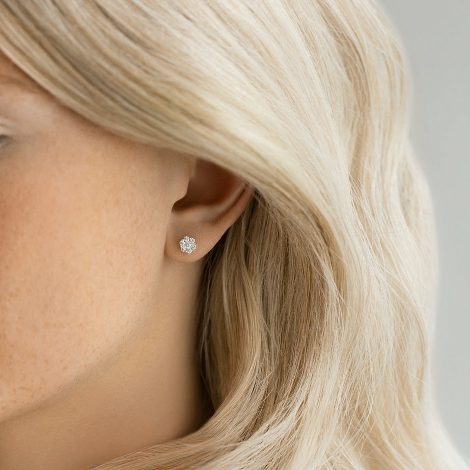 Náušnice 14kt bílé zlato s diamantem Eternal Brilliance