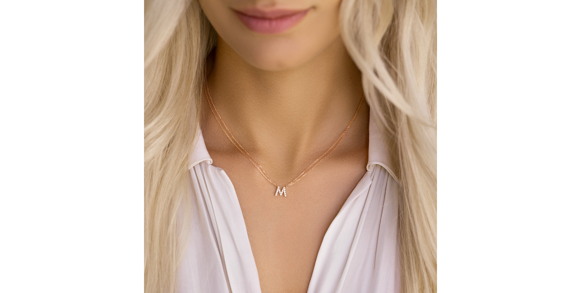 Náhrdelník 14kt žluté zlato s diamantem Shiny Alphabet