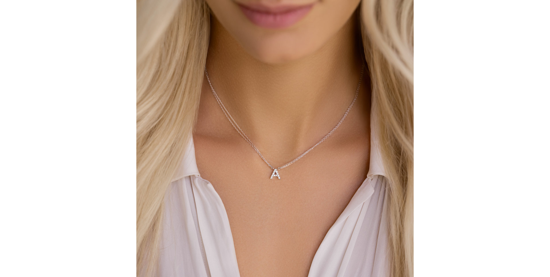 Náhrdelník 14kt růžové zlato s diamantem Shiny Alphabet