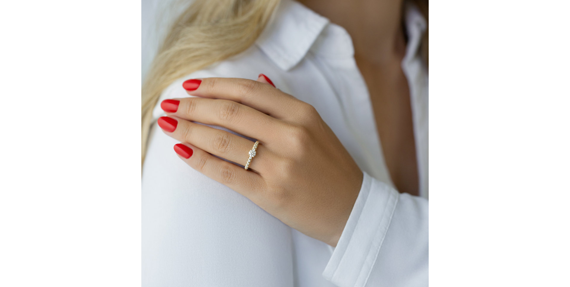 Prsten 14kt bílé zlato s diamantem Morelli