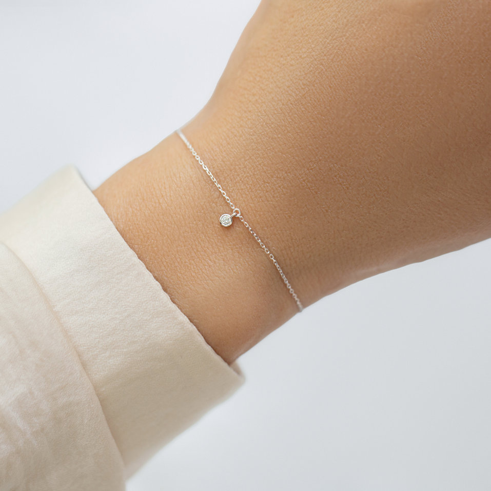 Náramek 14kt bílé zlato s diamantem Nanili