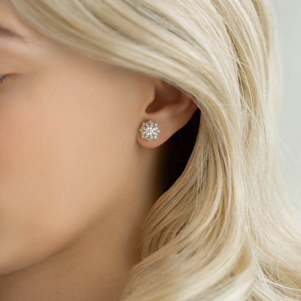 Náušnice 14kt bílé zlato s diamantem Enchanting Gift