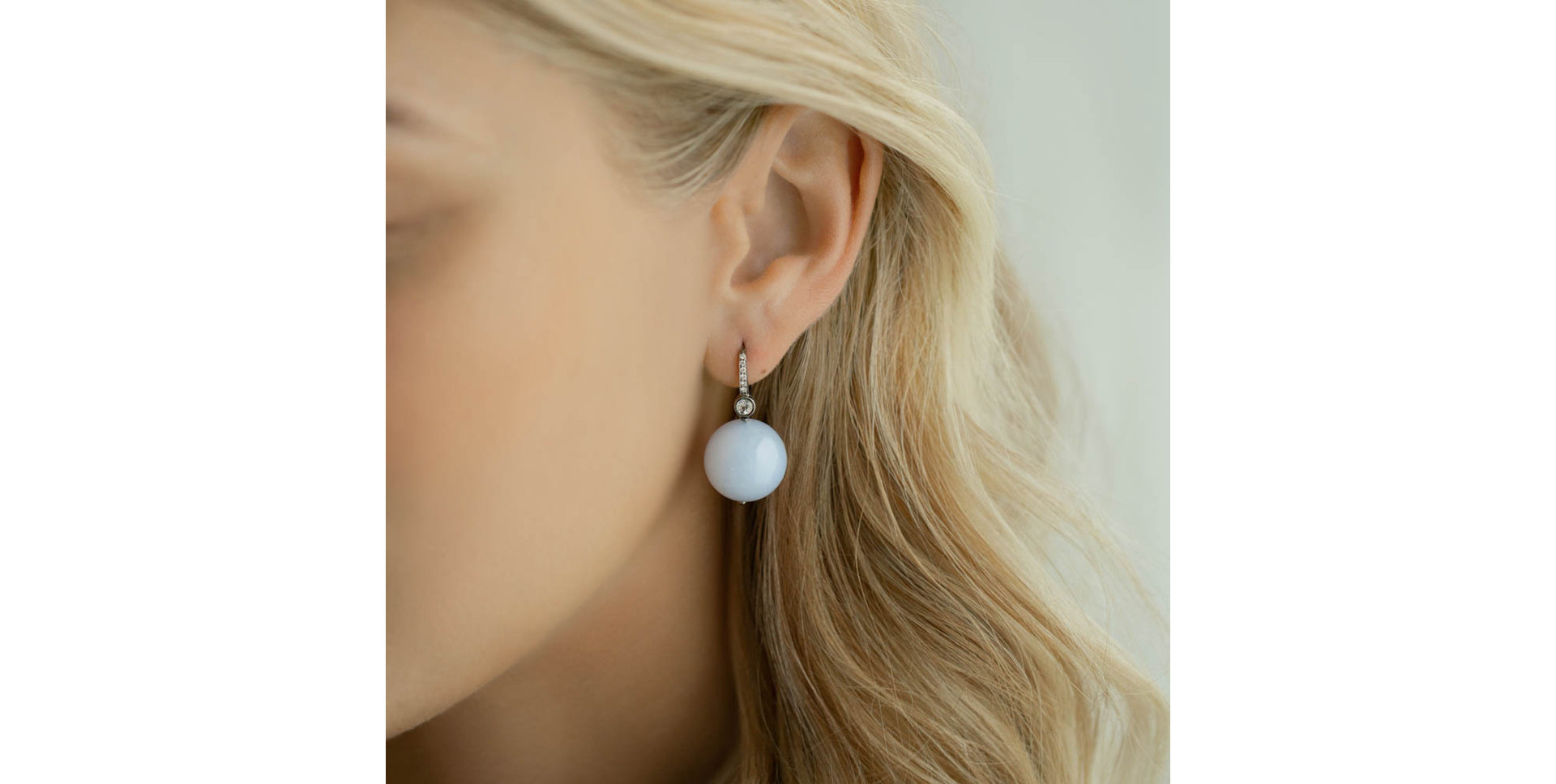 Náušnice s chalcedonem a diamanty Jayla