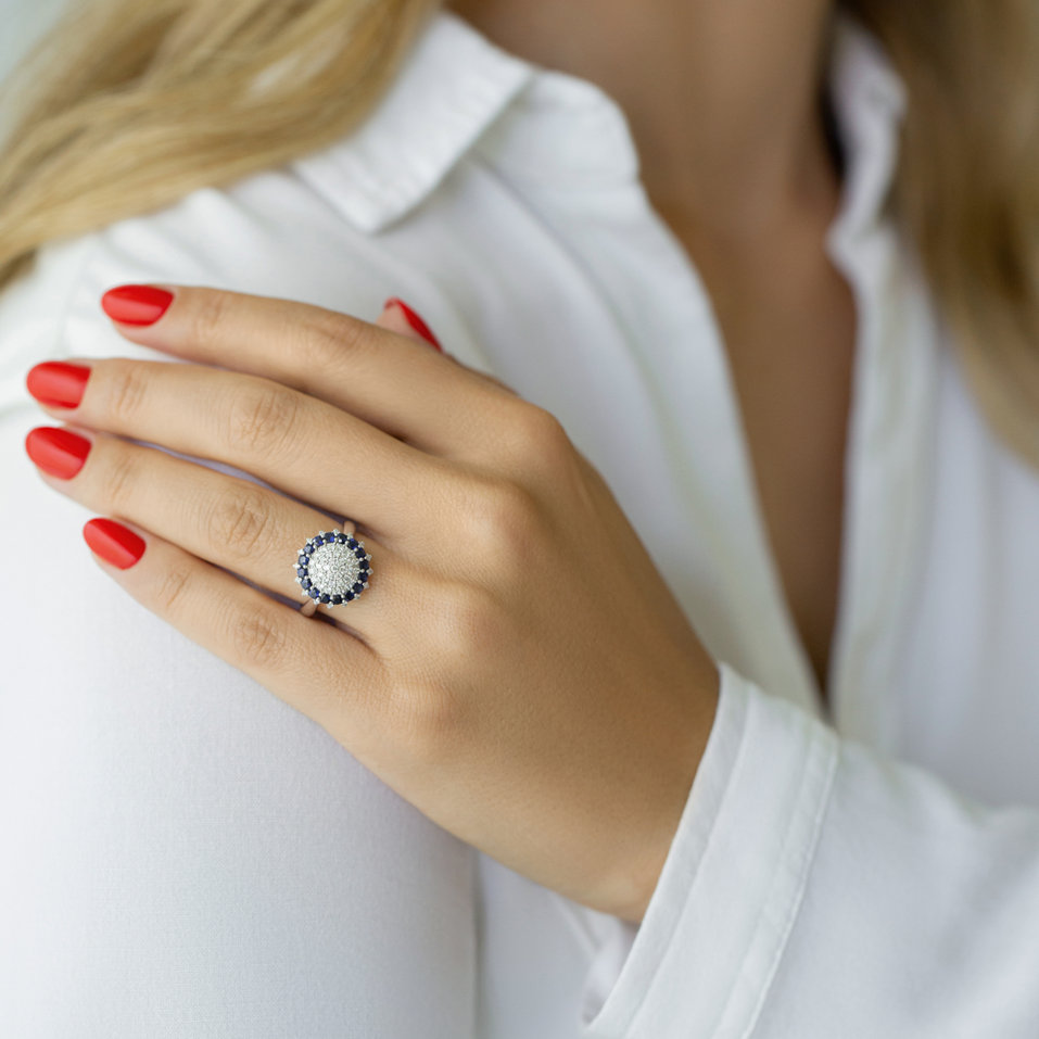 Prsten s diamanty a safíry Eclipse