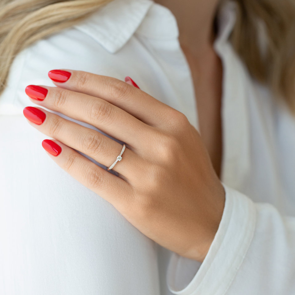 Prsten 14kt bílé zlato s diamantem Pure Love