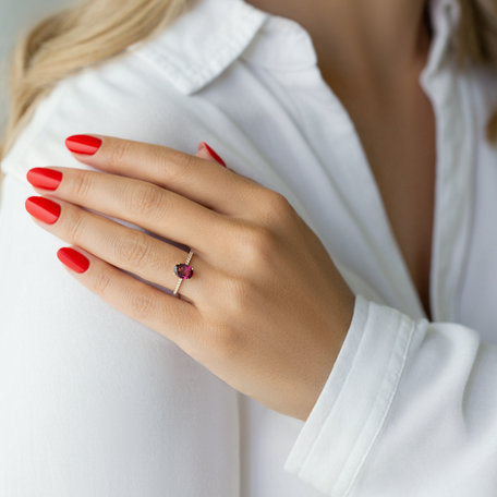 Prsten s diamanty a rhodolitem Touch of Shine