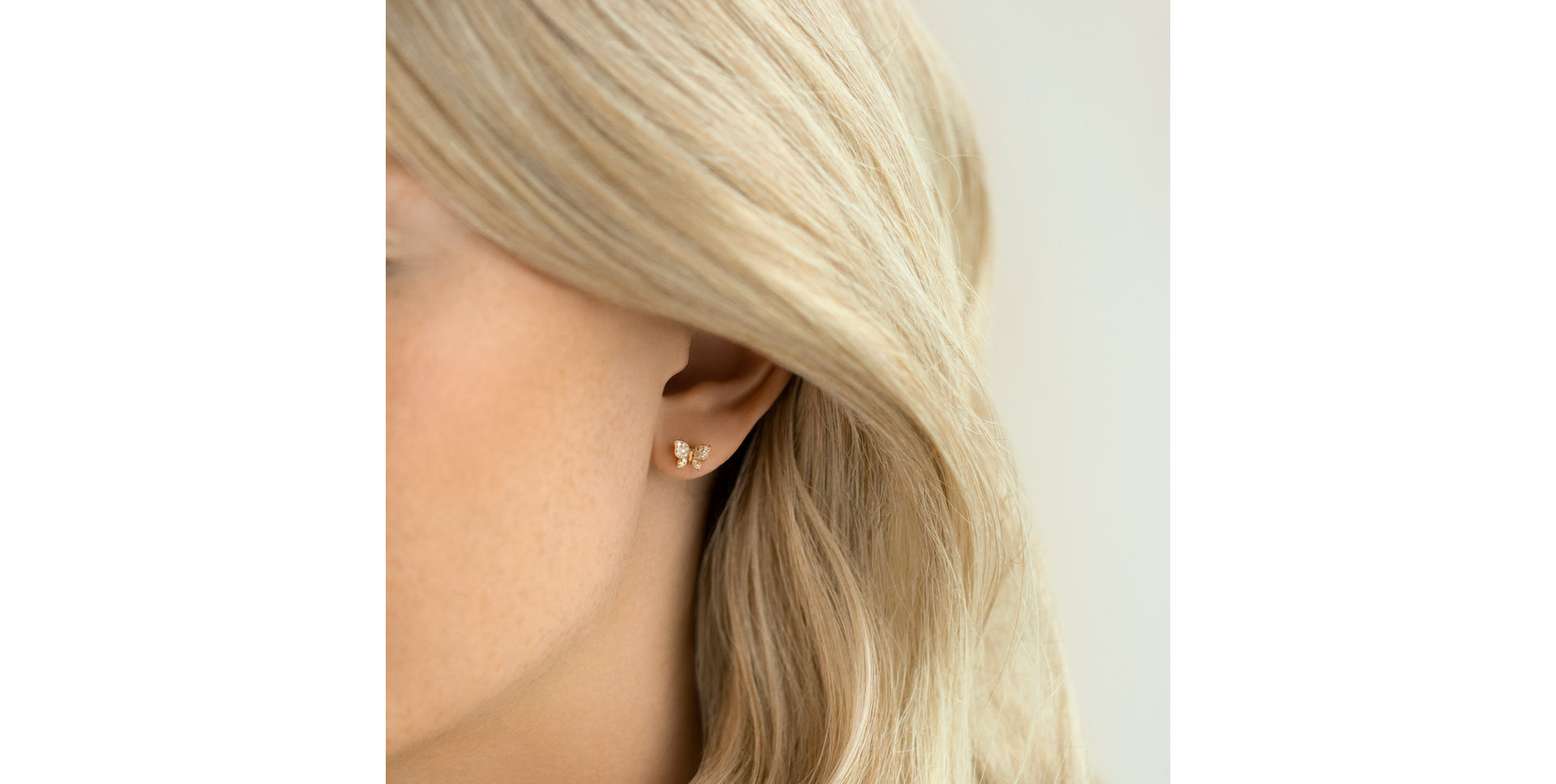 Náušnice 14kt růžové zlato s diamantem Luck Wings