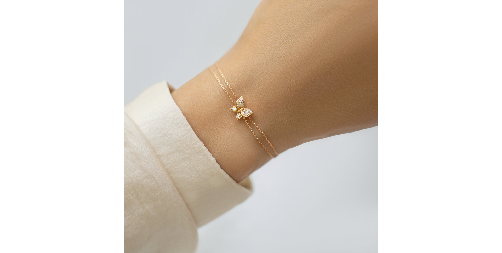 Náramek 14kt růžové zlato s diamantem Golden Pappilon