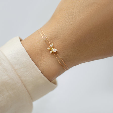 Náramek 14kt růžové zlato s diamantem Golden Pappilon