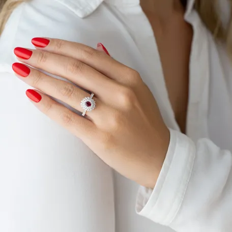 Prsten s rubínem a diamanty Frozen Drop