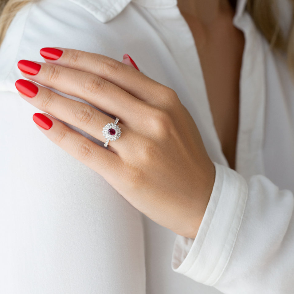 Prsten se safírem a diamanty Frozen Drop