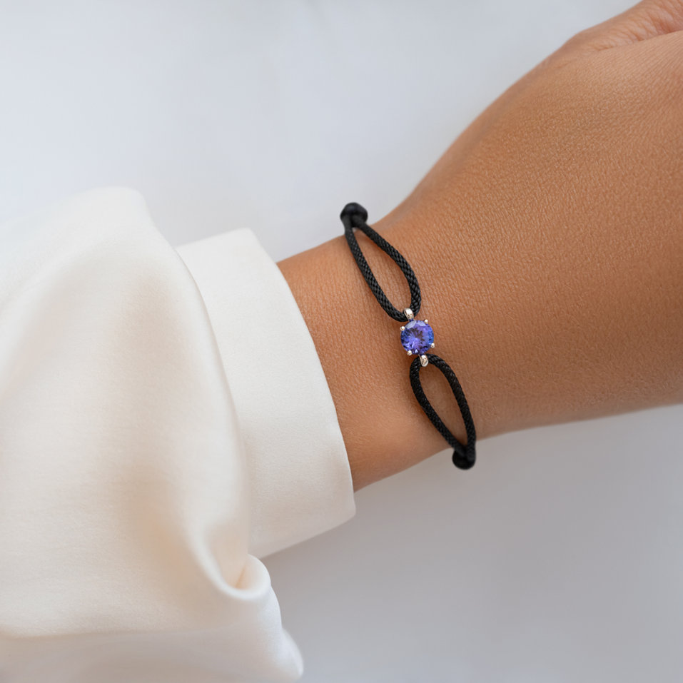 Náramek 14kt bílé zlato s akvamarínem Delilah