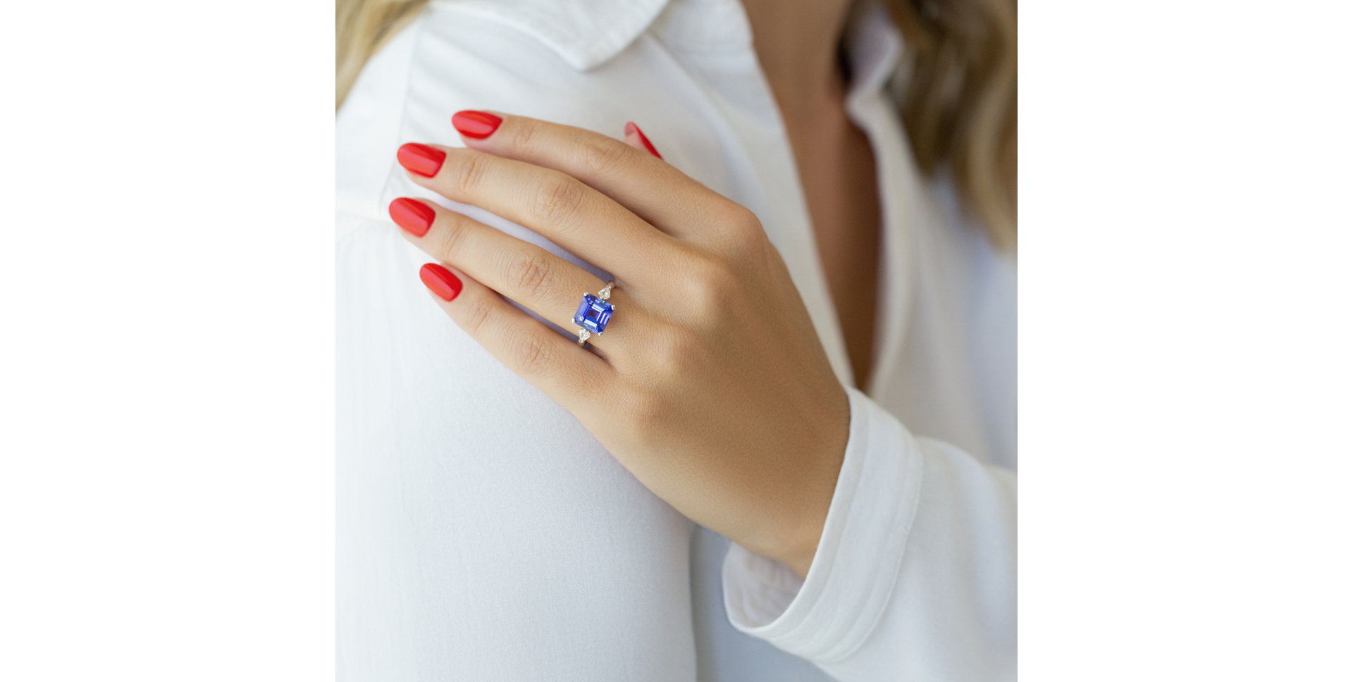 Prsten s diamanty a tanzanitem Deep Blue Haze