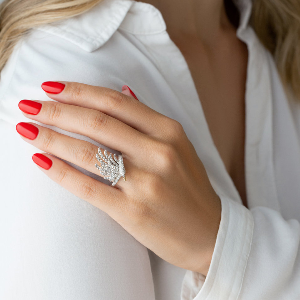 Prsten s diamanty White Swan