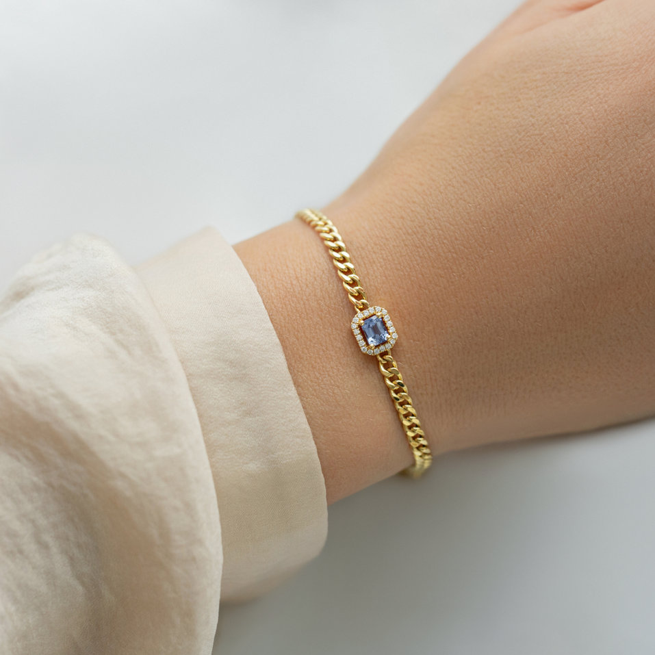 Náramek s diamanty a růžovým safírem Royal Treasure