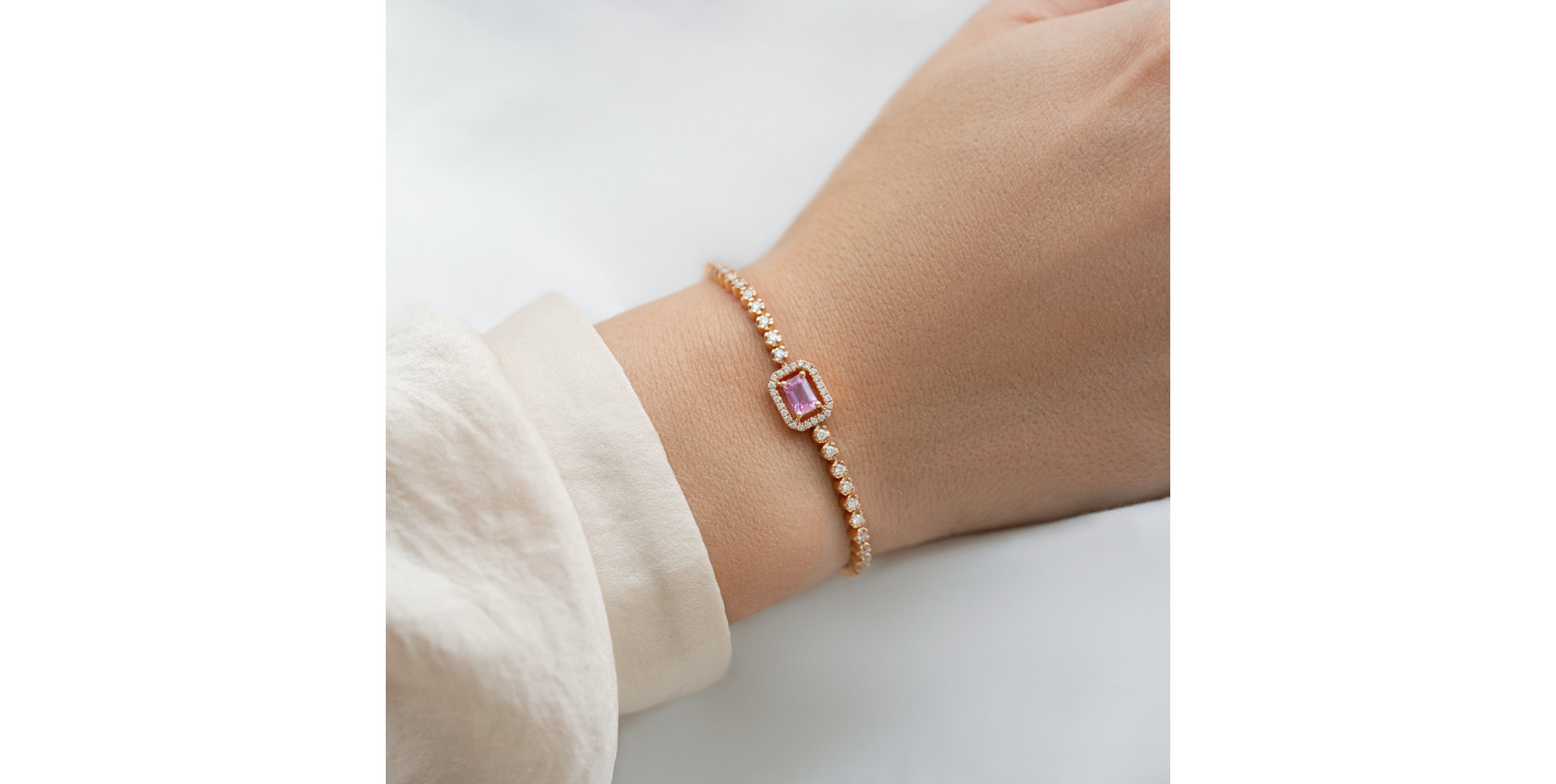 Náramek se safírem a diamanty Fuchsia Fantasy