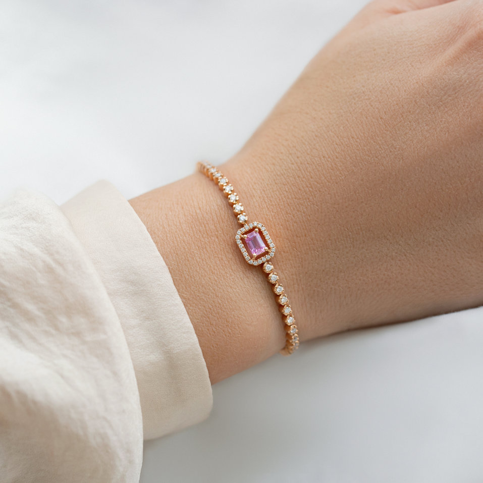 Náramek se safírem a diamanty Fuchsia Fantasy