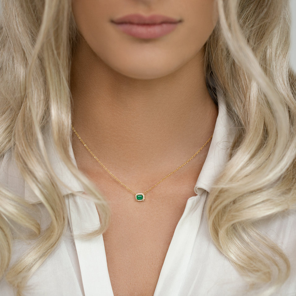 Náhrdelník se smaragdem a diamanty Richella