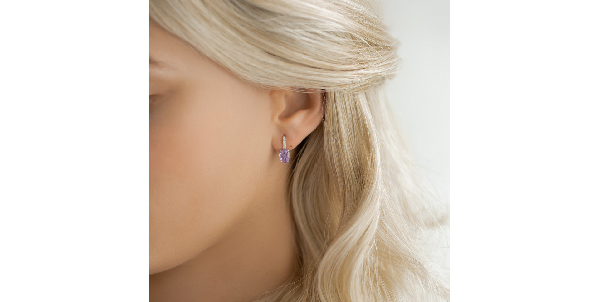 Náušnice s diamanty a ametystem Iris Elegance