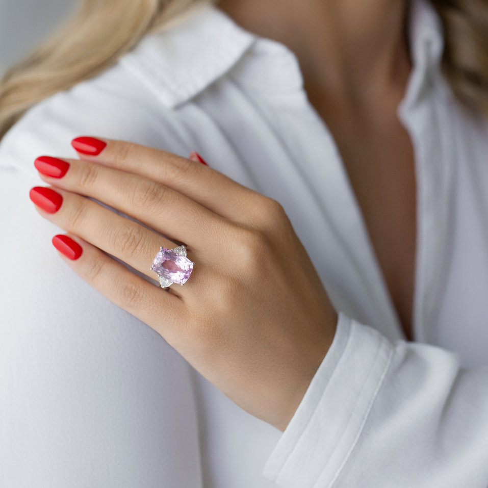 Prsten s diamanty a kunzitem Violet Ophelia