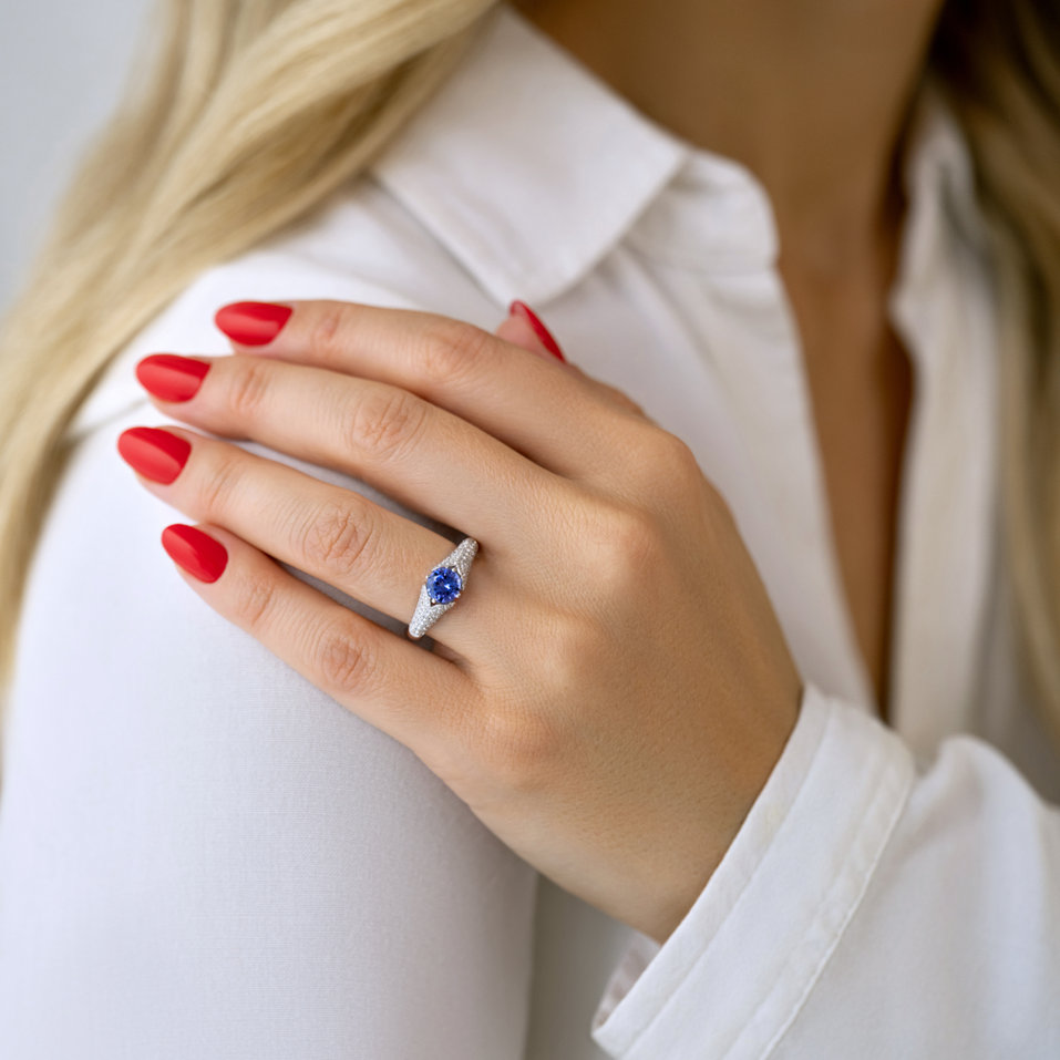 Prsten s diamanty a tanzanitem Rya