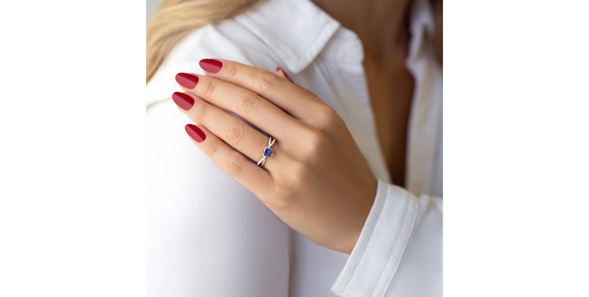 Prsten s diamanty a tanzanitem Valery