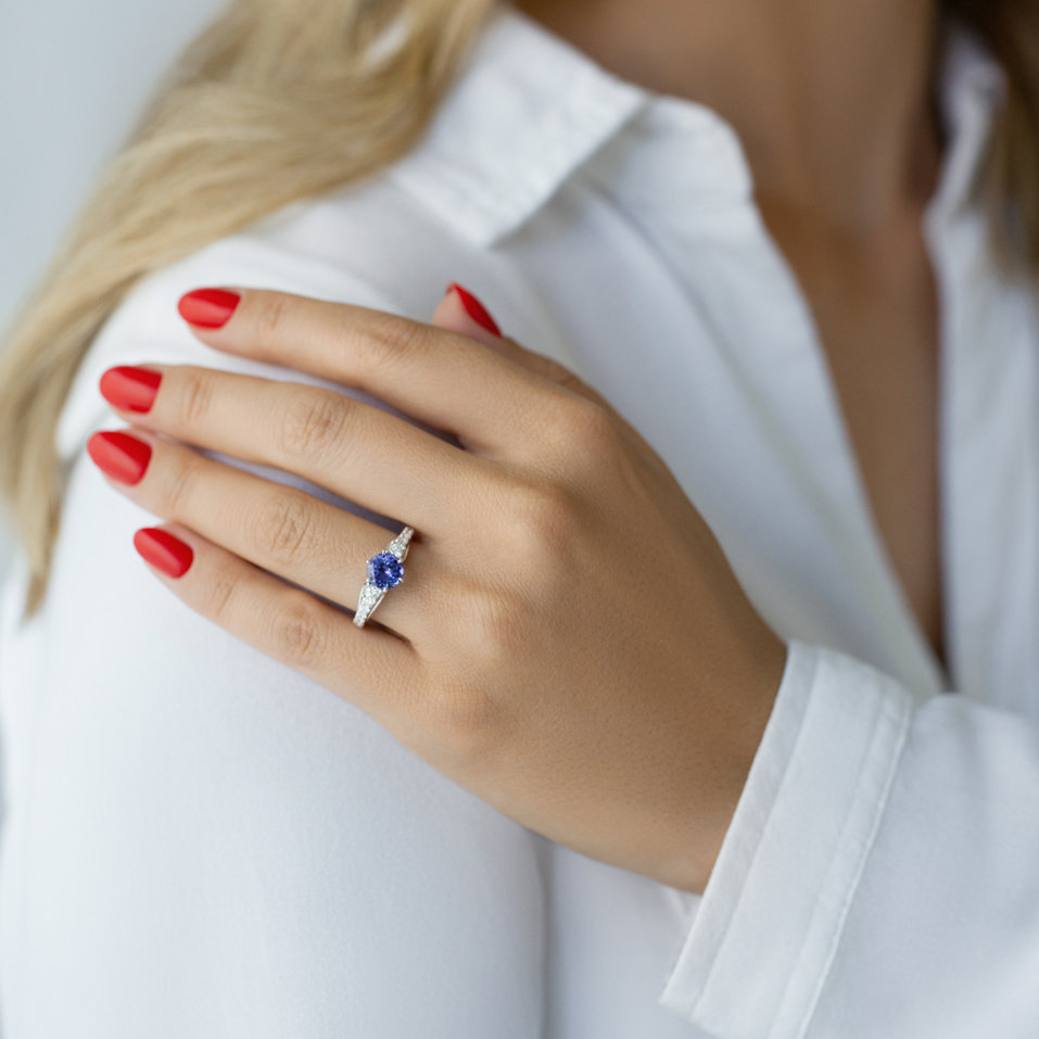 Prsten s diamanty a tanzanitem Nessa