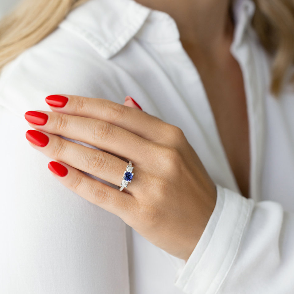 Prsten s diamanty a tanzanitem Jacqueline