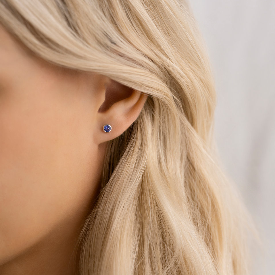 Naušnice s tanzanitem Shiny Dots