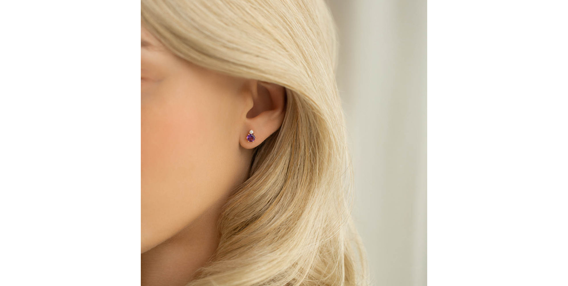 Náušnice s diamantem a rhodolitem Lux
