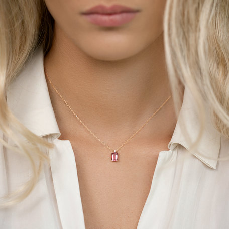 Náhrdelník s diamanty a rhodolitem Carlotta