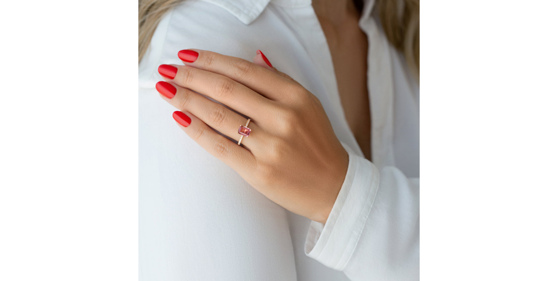 Prsten s diamanty a morganitem Carlotta