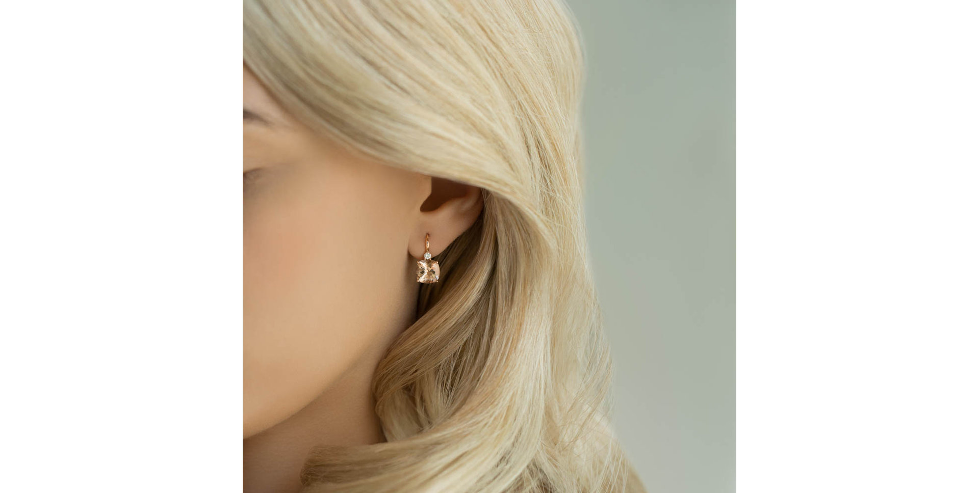 Náušnice s diamantem a morganitem The Duchess