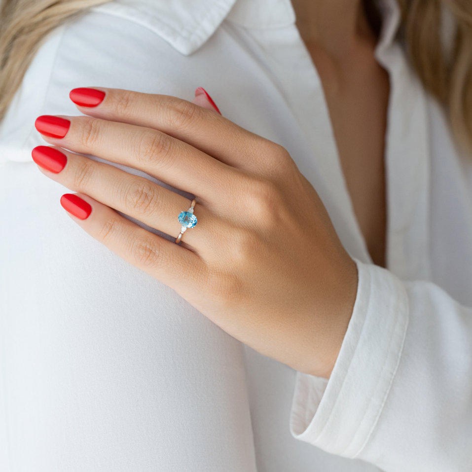 Prsten s diamanty a rhodolitem Fiona