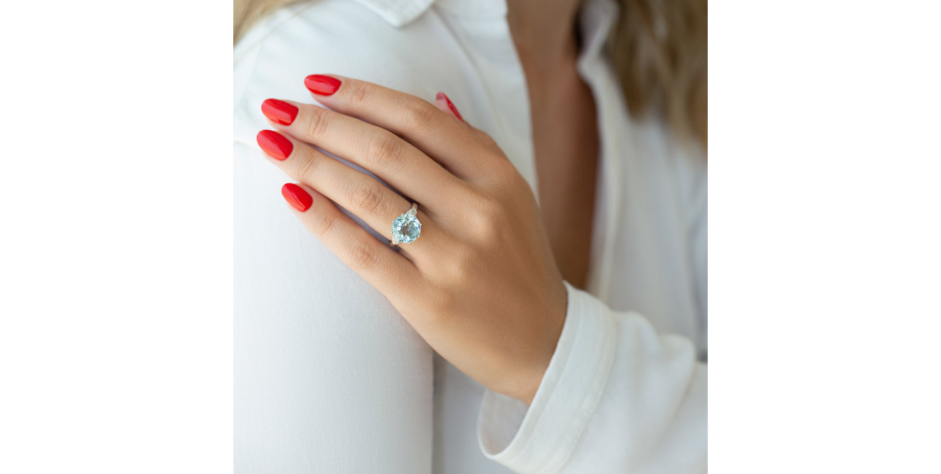 Prsten s diamanty a akvamarínem Caribbean Charm