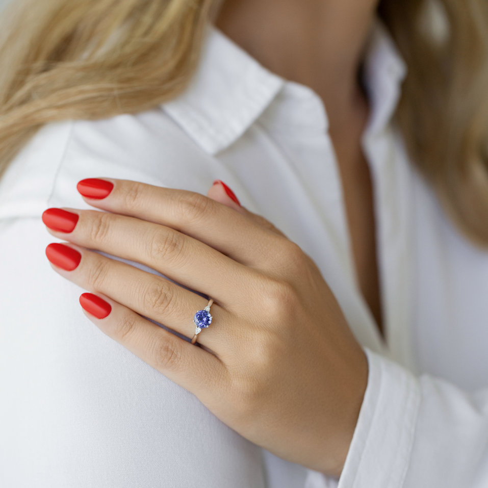 Prsten s diamanty a tanzanitem Royal Oasis