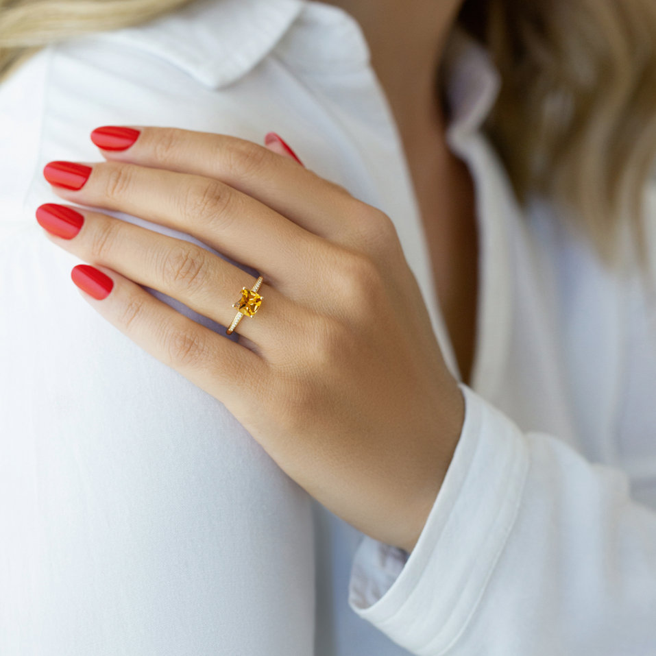 Prsten s diamanty a topazem Melody Harmony