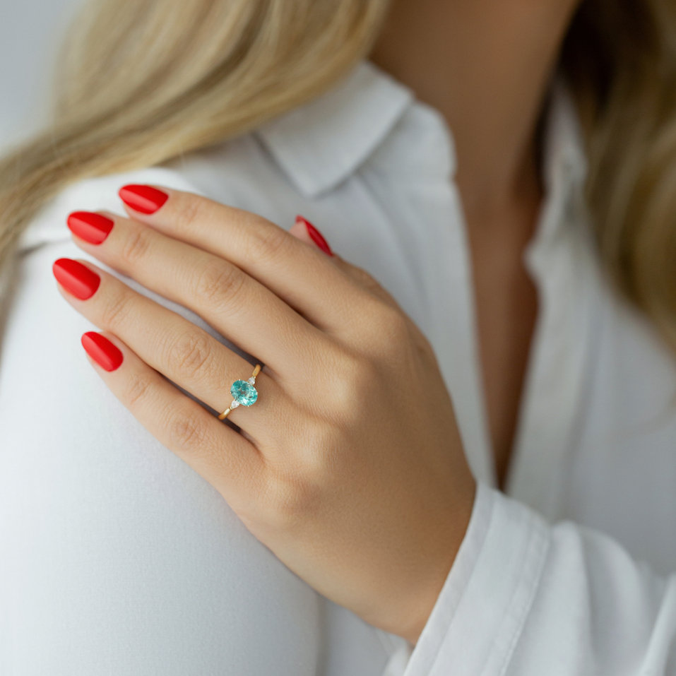 Prsten s diamanty a apatitem Fiona