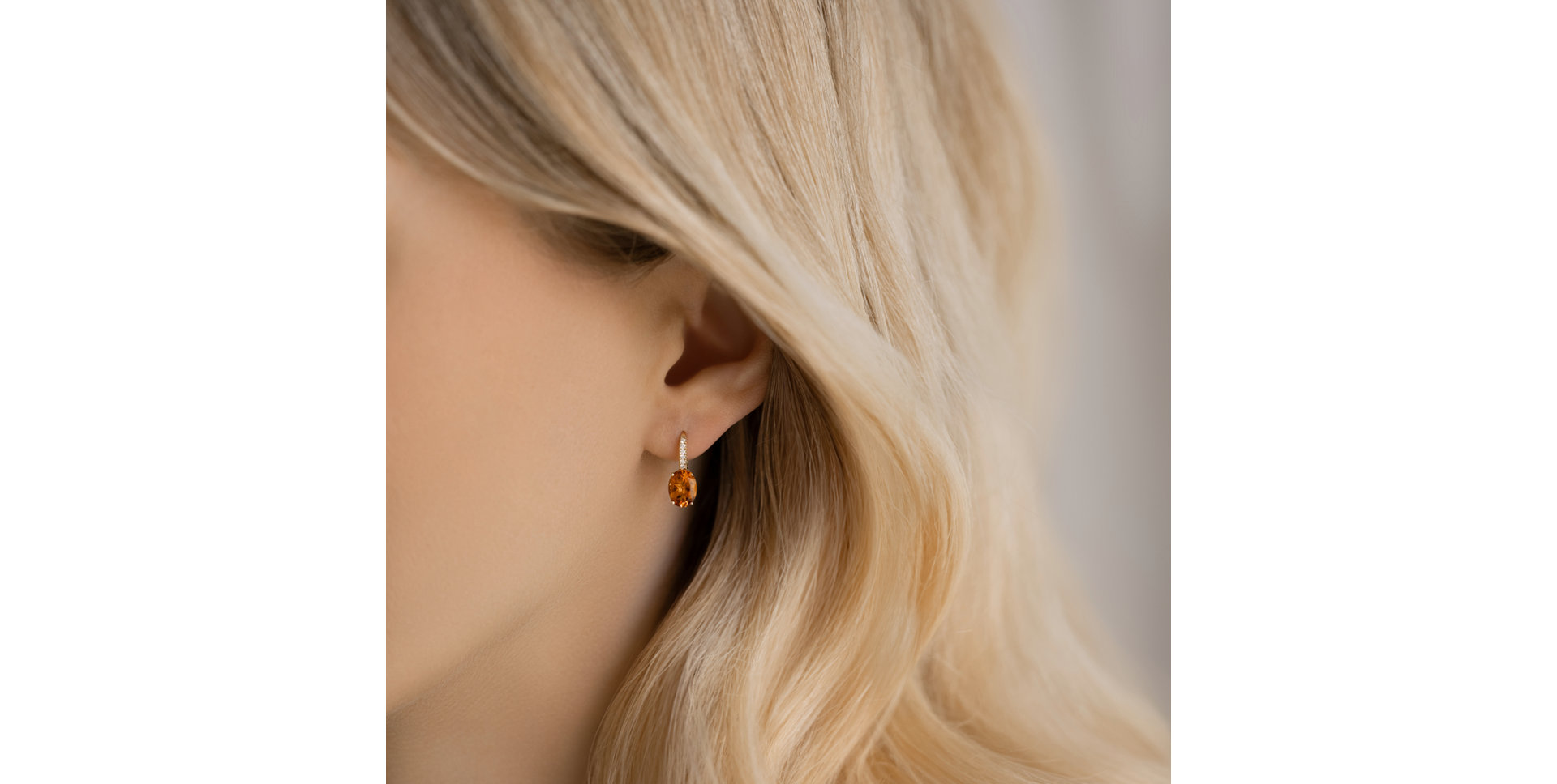 Náušnice s diamanty a citrínem Iris Elegance