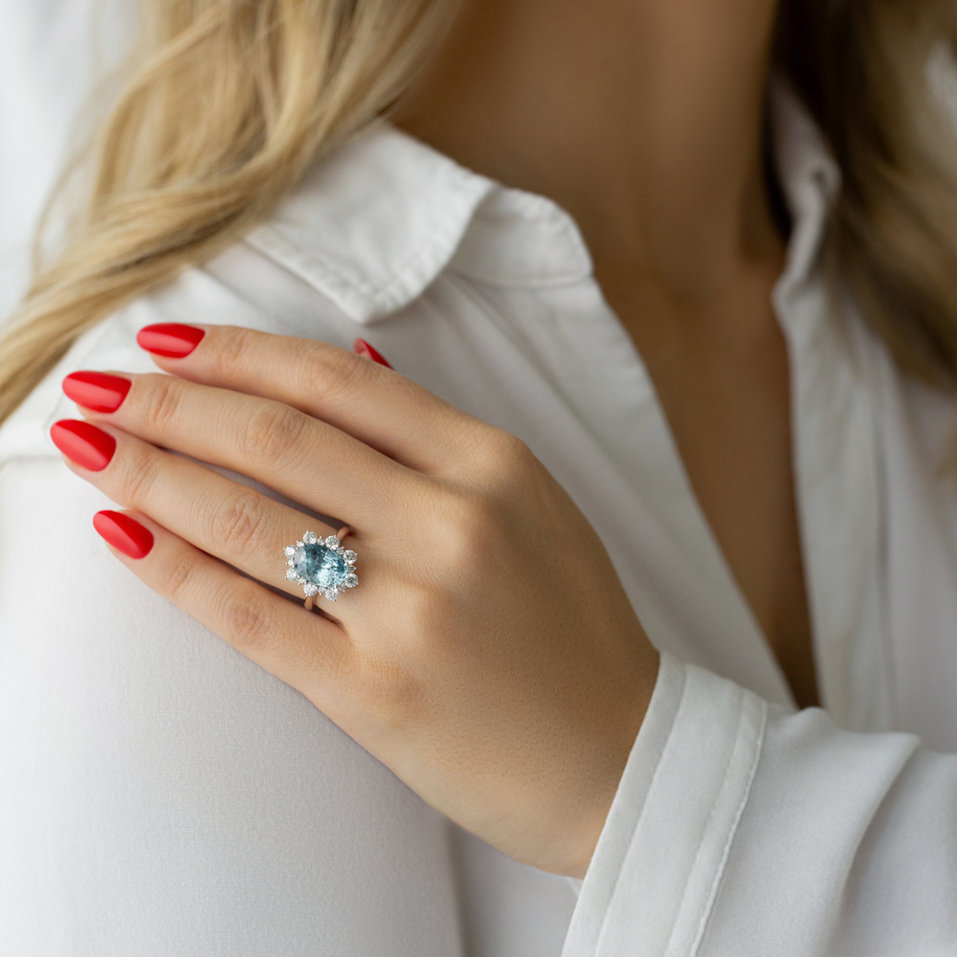 Prsten s diamanty a zirkonem Ocean's Crown