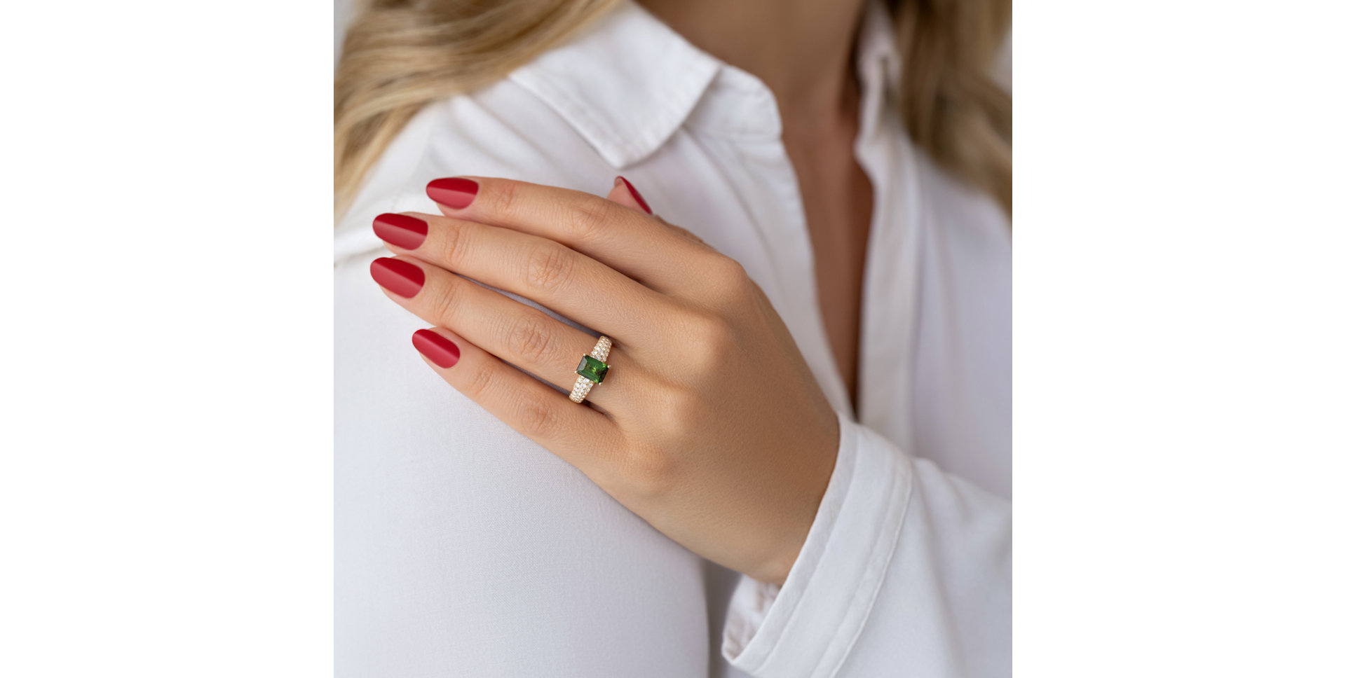 Prsten s diamanty a turmalínem Diamond Whisper