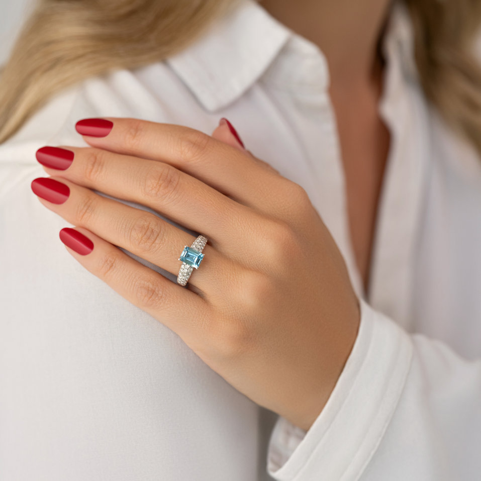 Prsten s diamanty a topazem Diamond Whisper