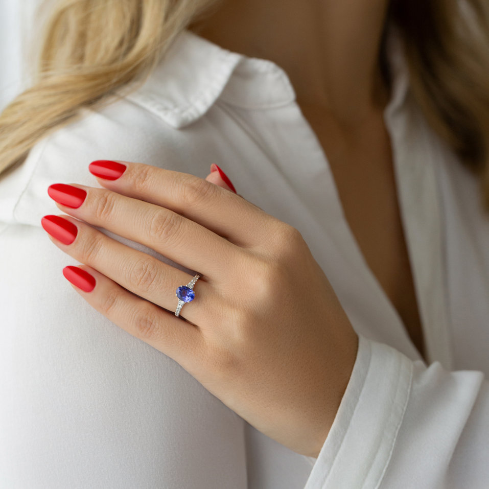 Prsten s diamanty a tanzanitem Shimmering dazzle