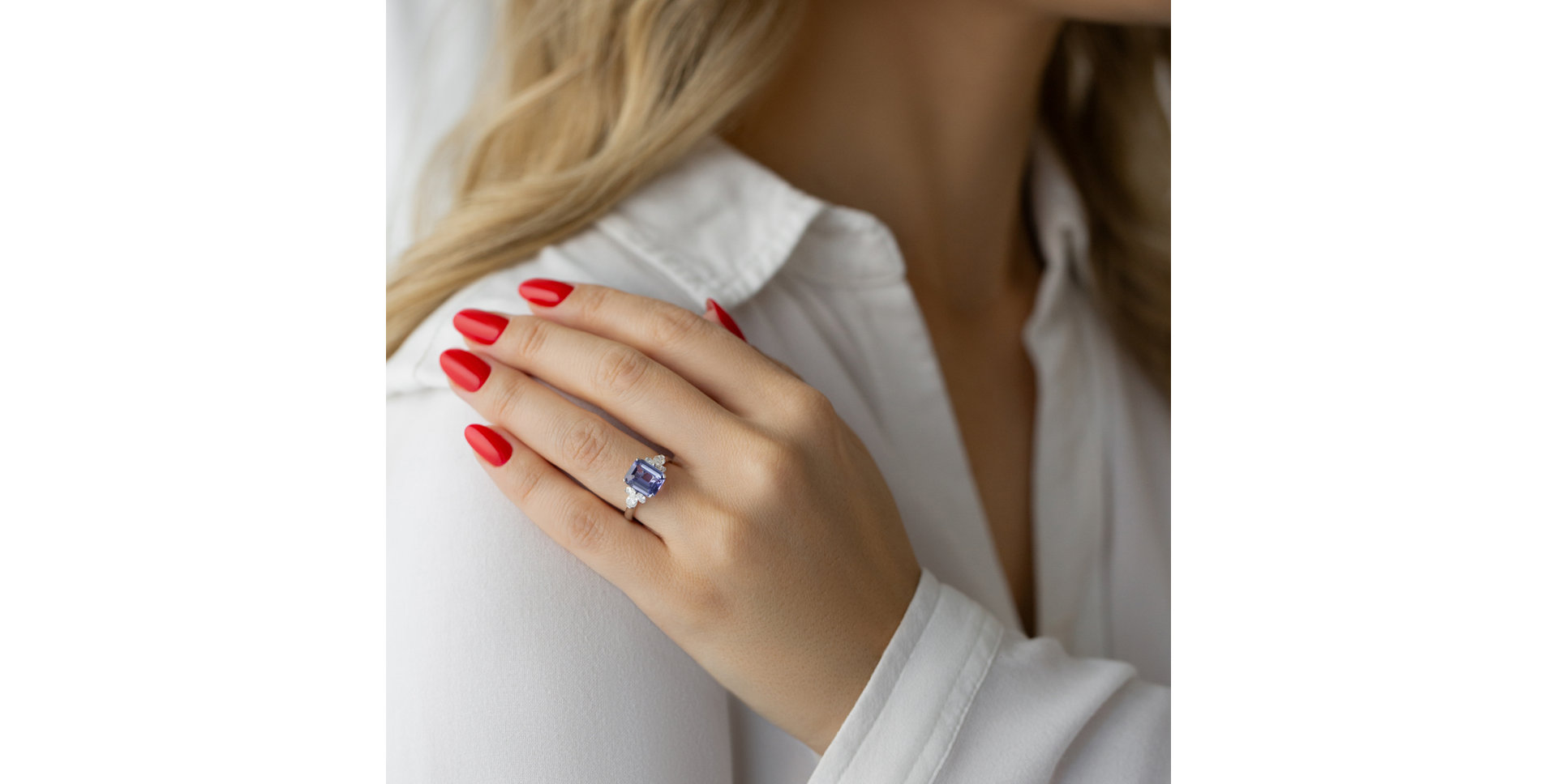 Prsten s diamanty a tanzanitem Blue Magic