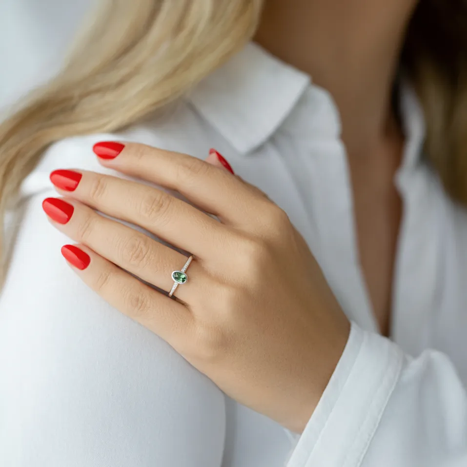 Prsten s diamanty a safírem Elliptical perfection