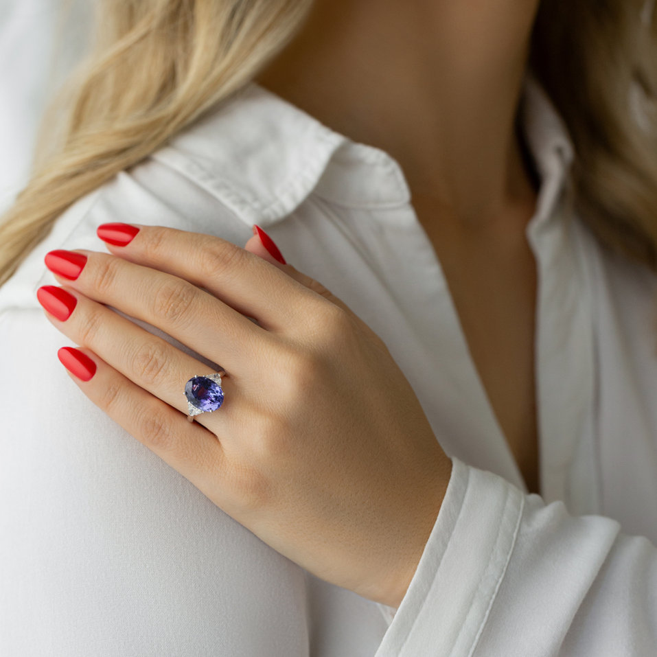 Prsten s diamanty a tanzanitem Terry